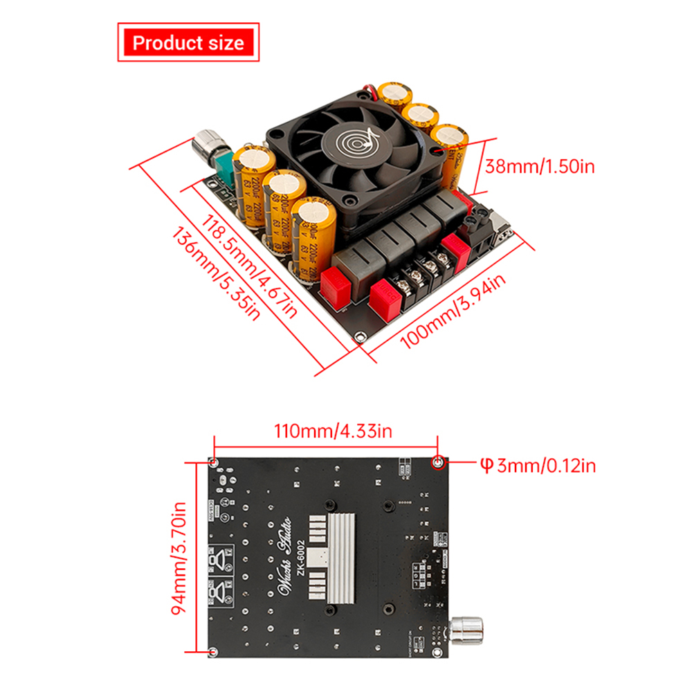 ZK-6002 DC18-50V مكبر كهربائي  - مراجعة Es9018 Dac وسعره